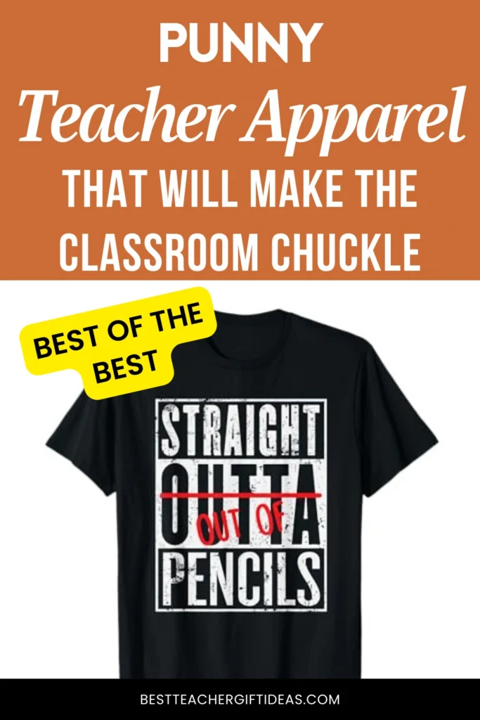 Punny teacher T-shirt saying Straight Outta Pencils to bring humor to the classroom. Ideal for educators.